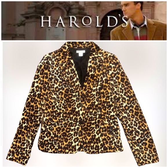 Vintage Harold's Classic 🐆 Leopard Print Jacket SZ 8 Blazer/Jacket - Picture 2 of 7